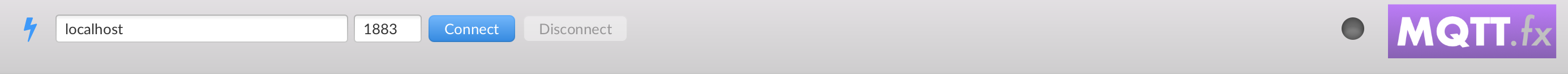 Connection bar in ad-hoc mode, with broker address and port fields